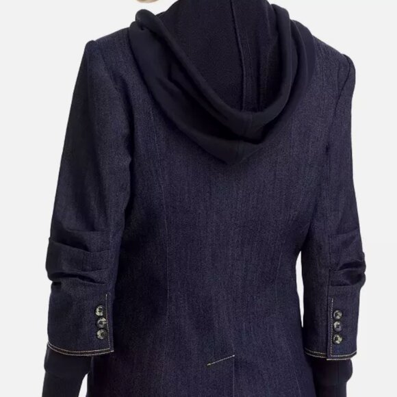 Cinq a Sept Khloe Denim Blazer with Hood - Picture 2 of 4